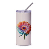 Floral Tumbler, Gerbera Daisy Design, Flower Art Cup, Bright Colors, Unique Tumbler, Gift Ideas, Drinkware, Tumbler with Straw - Tawshia